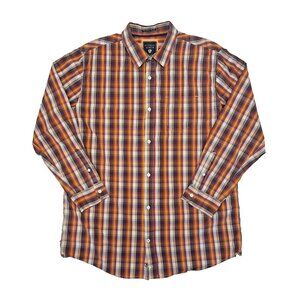 👠 5 for $25 HUDSON NORTH  2-PLY COTTON SHIRT SIZE XL ORANGE PLAID